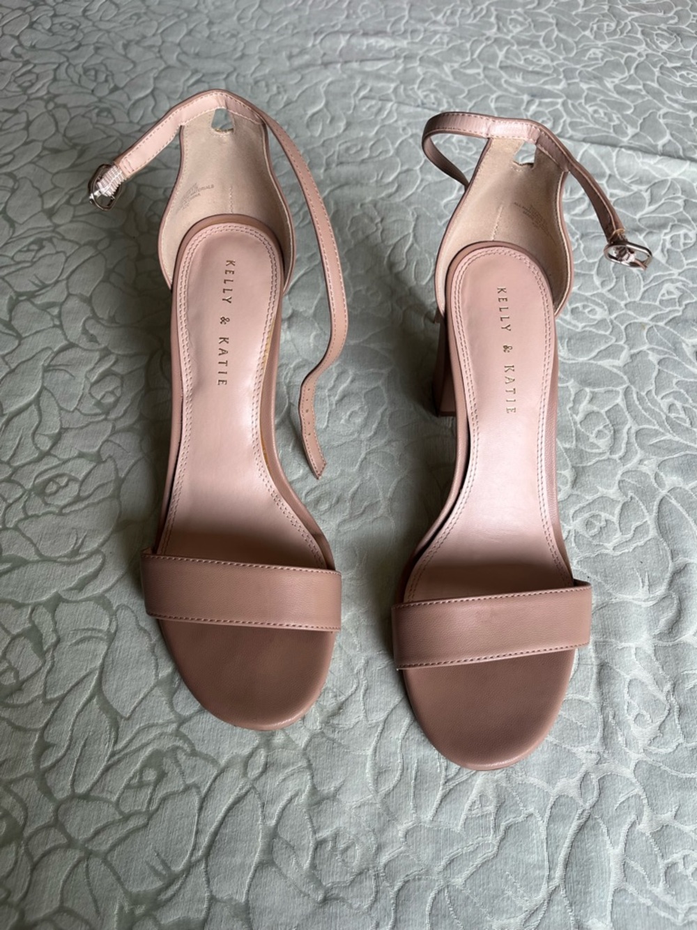 Kelly & Katie Pink Blush Ankle-Strap Block Heel Sandals
